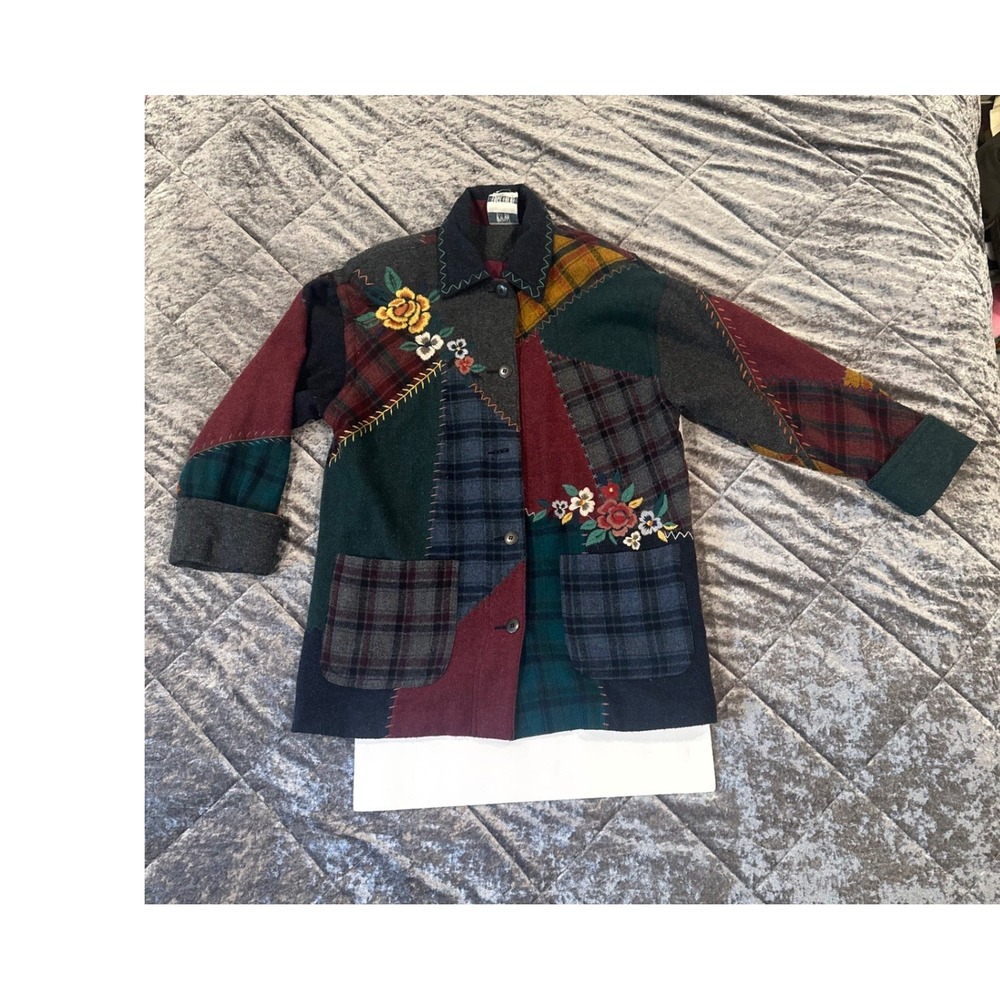 Together! Patchwork Embroidered Jacket Women's Size Large Multicolor EUC